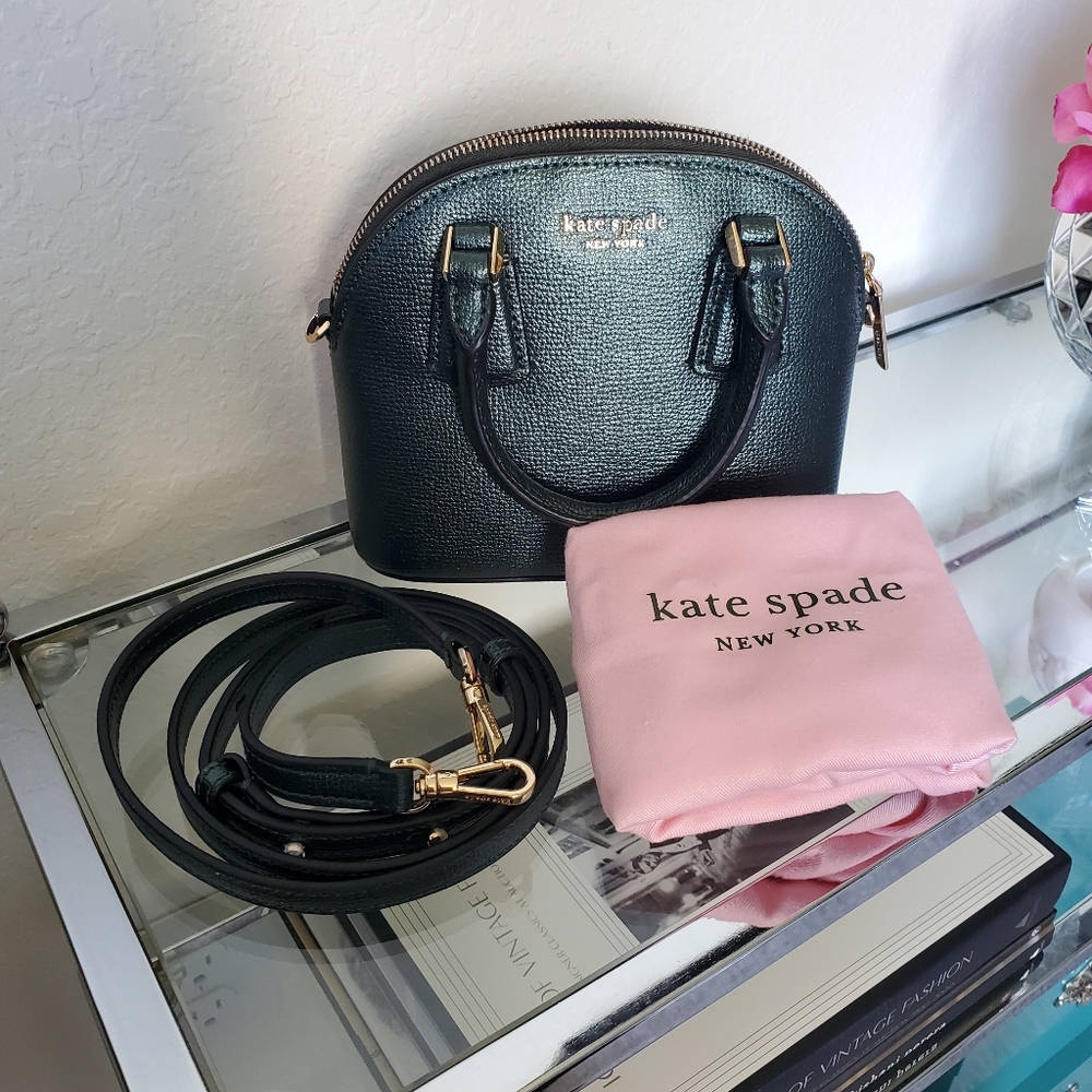 Kate Spade Sylvia Mini Dome Satchel Deep Evergreen Metallic